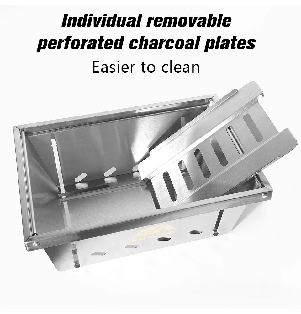 304 Stainless Steel Barbecue Grill Portable Outdoor Stove IGT Table Stove Folding Firewood Stove Barbecue Camping Stove