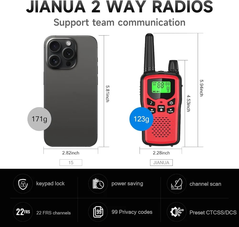 6 Pack Long Range Walkie Talkies for Adults, Rechargeable 2 Way Radios with LED Flashlight, Camping Gear Hiking Accessories for Family Emergency