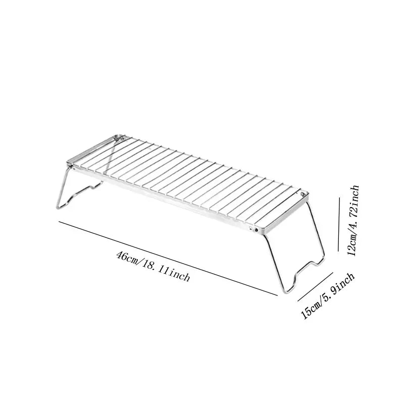 Multifunction Folding Campfire Grill Stand Tourism Portable Camping Grill Grate Outdoor Cookware BBQ Rack Gas Stove Bracket