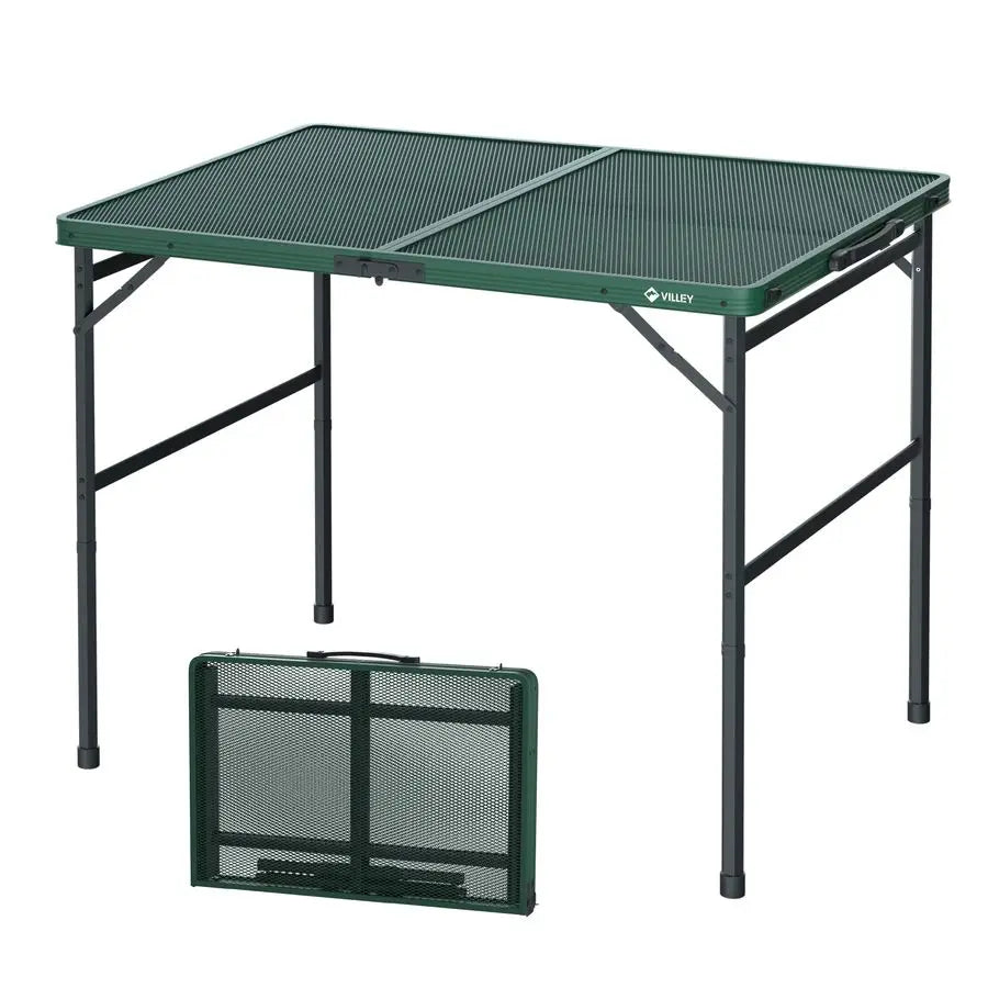 Grill Table, 3ft Folding Camping Table with Aluminum Adjustable Legs, Portable Lightweight Camp Table for Beach Picnics and Outd