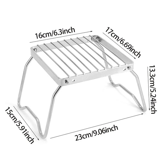 Multifunction Folding Campfire Grill Stand Tourism Portable Camping Grill Grate Outdoor Cookware BBQ Rack Gas Stove Bracket