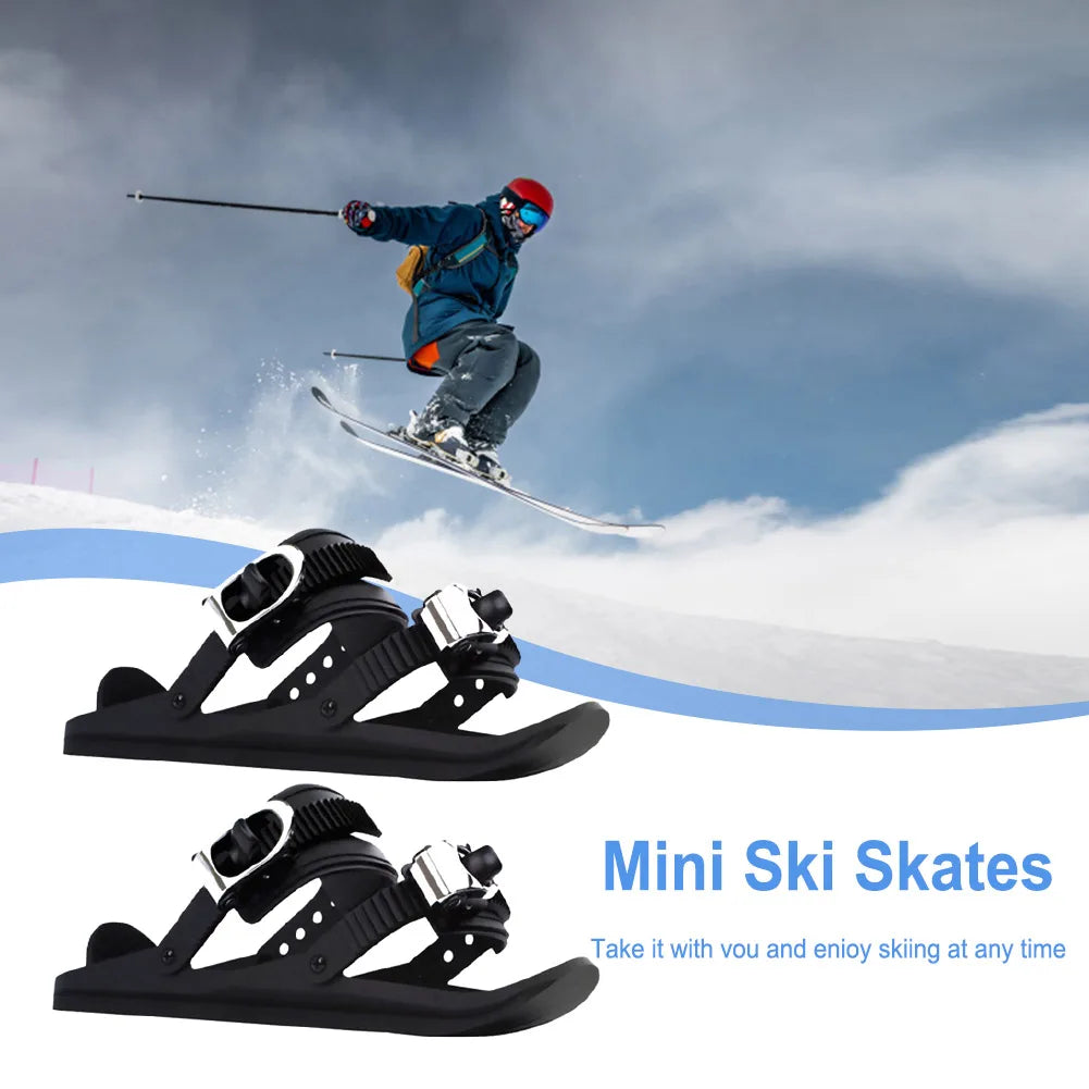 Mini Short Ski Skates Short Mini Skating Ski Shoes Portable Adjustable Boot Skiboard Snowblades for Winter Outdoor Snow Sports