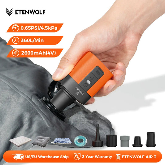 Electric Air Pump 2600mAh Battery & Light Portable Camping Pump for Air Mattress Sleeping Pads Pool Floats