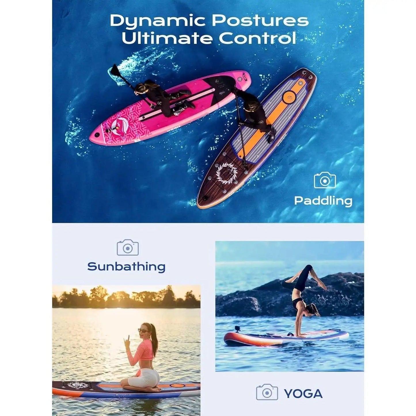 Extra Wide Inflatable Paddle Board, 11' x 34" x 6" Stand Up Paddle Board for Adults, SUP Accessories with Camera Mount