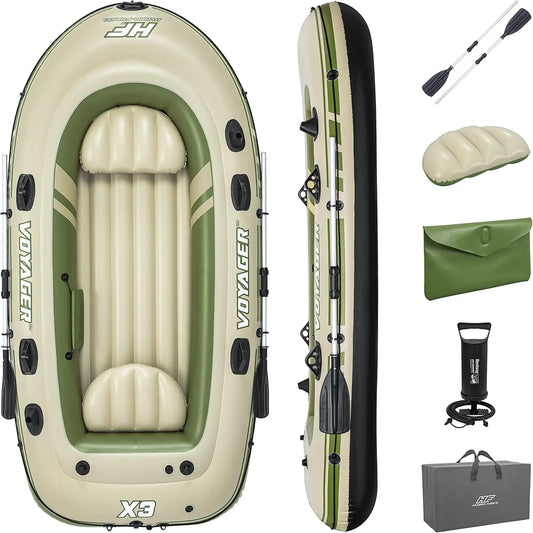 Inflatable Raft Set for 3 Adults, 9.8ft, Heavy-Duty PVC, Includes Oars & Carry Bag