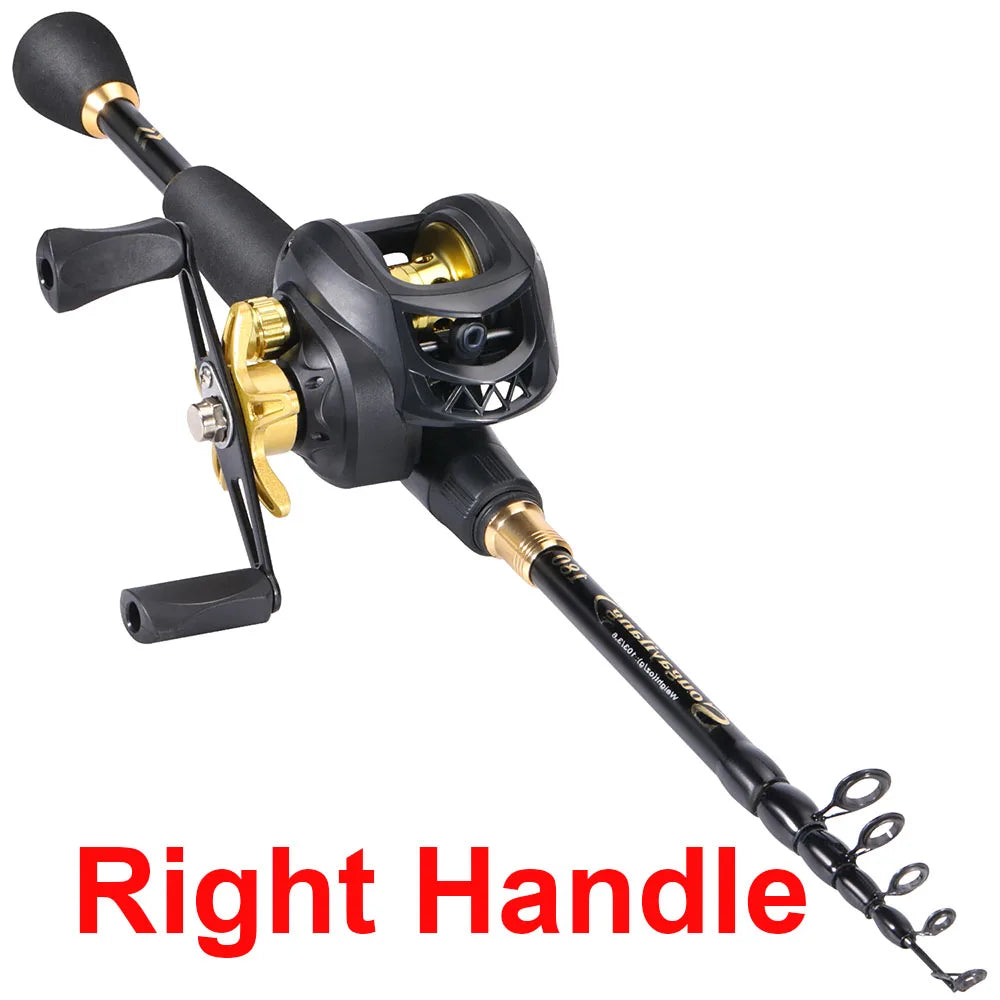 1.8-2.4m Casting Fishing Combo Telescopic Fishing Rod and 7.2:1 High Speed Fishing Reel with Freshwater
