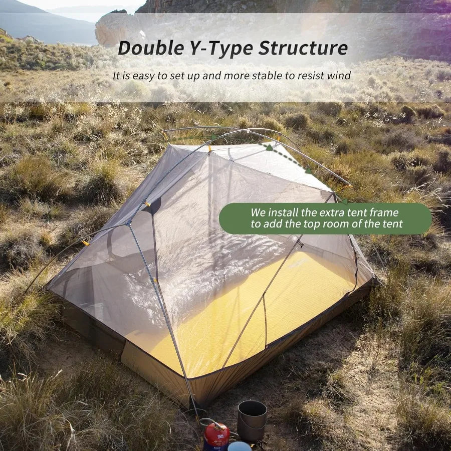Mongar 2 Person 3 Season Camping Tent Ultralight Backpacking Tent for Hiking Cycling