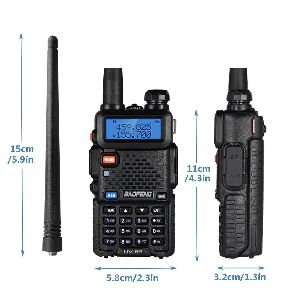 2pcs  UV-5R 5W 8W High Power Dual Band Two Way Radio Long Range Handheld Portable Walkies Talkies For Hunting