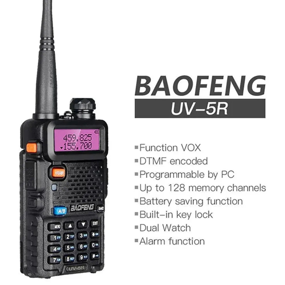 2pcs  UV-5R 5W 8W High Power Dual Band Two Way Radio Long Range Handheld Portable Walkies Talkies For Hunting