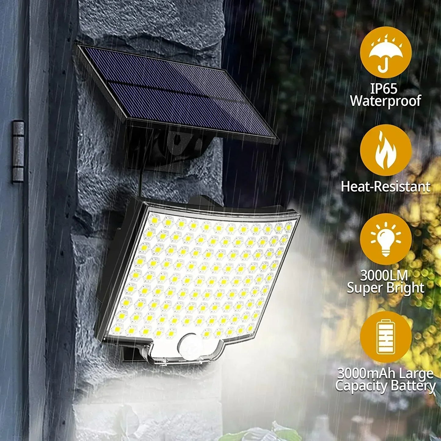 IP65 Waterproof Solar Outdoor Light-LED Motion Sensor Light with Remote Control Waterproof Security Flood Light for Garage Porch