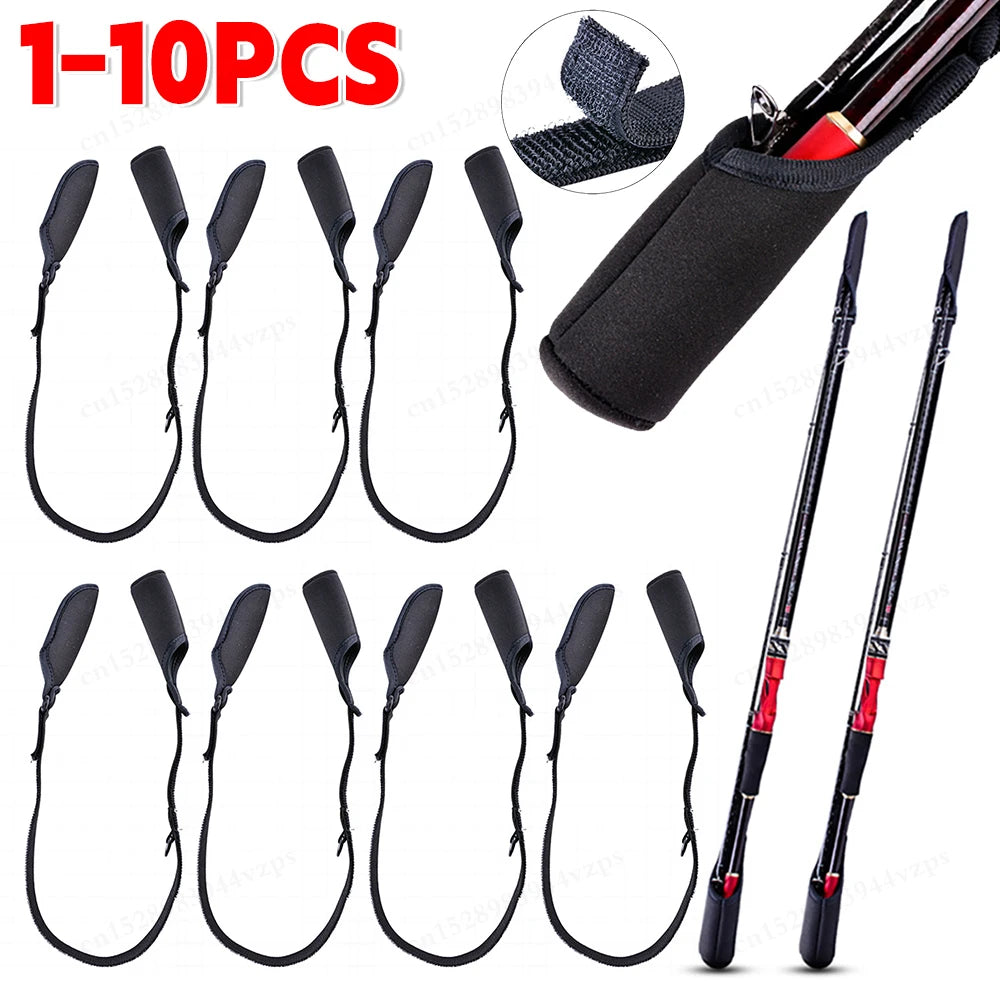Fishing Rod Protection Sleeves  Bundle Rod Belt Adjustable Fishing Rod Sleeves Cover Strap Rod Organizer Fish Tool