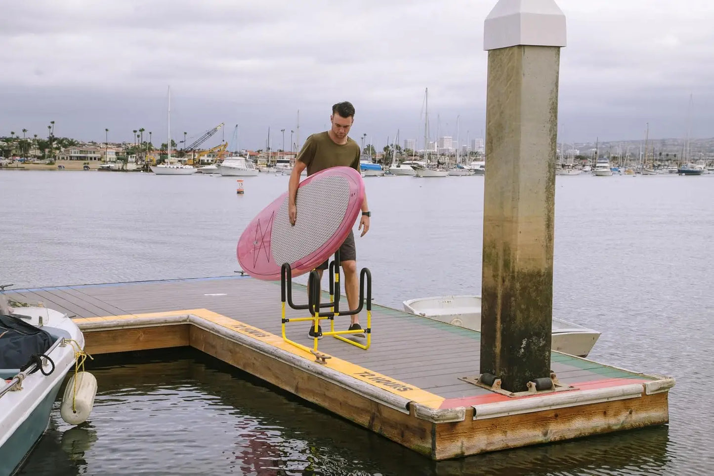 Double SUP Stand, Holds 2 Paddle Boards or Surfboards, Yellow