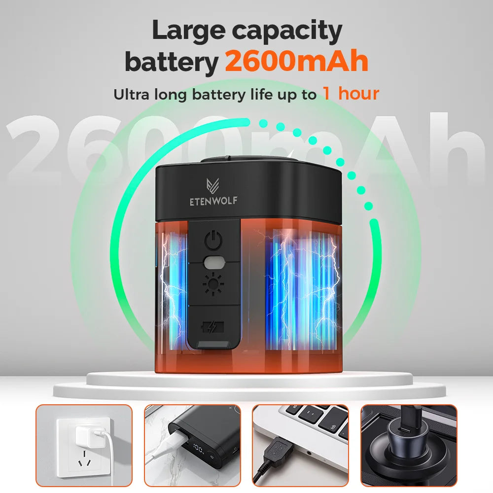 Electric Air Pump 2600mAh Battery & Light Portable Camping Pump for Air Mattress Sleeping Pads Pool Floats