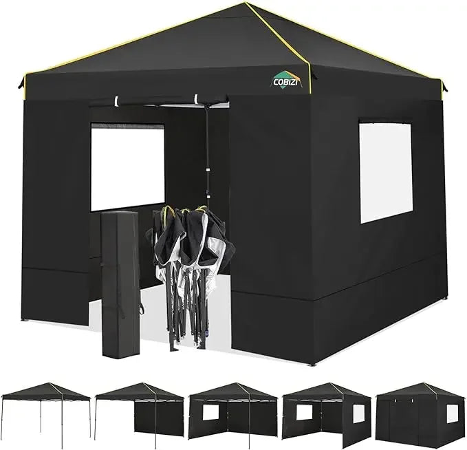 10x10 Pop Up Canopy Gazebo with Mesh Windows 2.0, Easy up Canopy Tent 10x10, Portable Waterproof Outdoor Canopie with 4 Removab