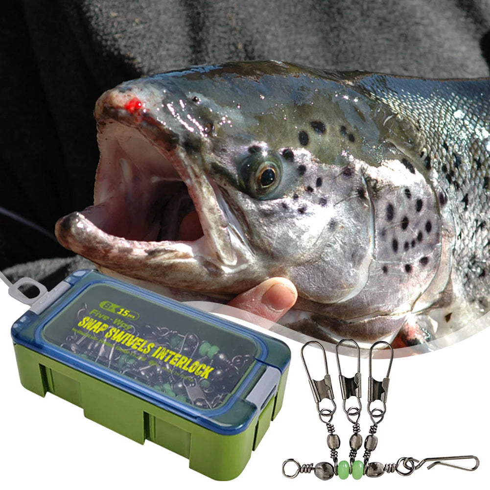 Ball Bearing Squid Jig Fishing Swivels Luminous Snap Rolling Sea Fishing Swivels Snaps Connector Fishing Swivel Connector