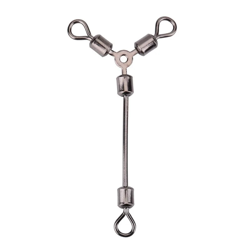 15Pcs Durable Y Shape 3 Way Rolling Swivels Fishing Hook Lure Connectors Tackle Accessory(4#)