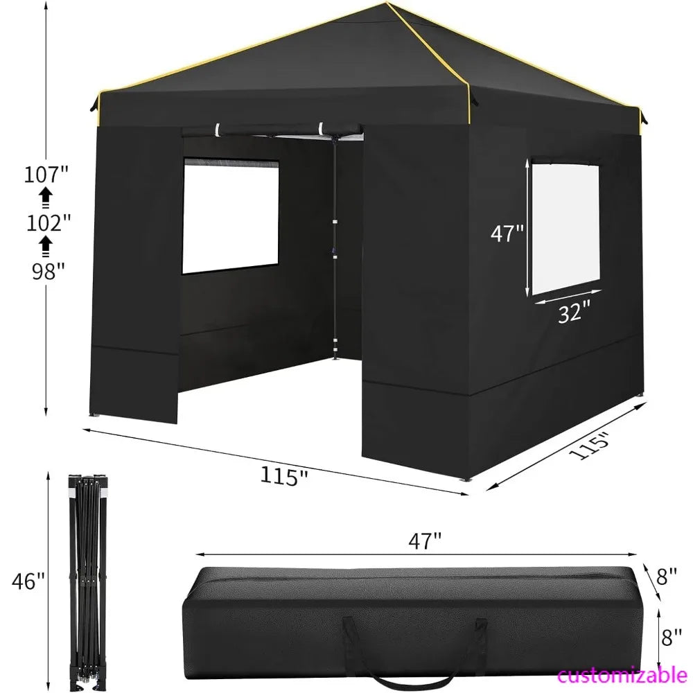 10x10 Pop Up Canopy Gazebo with Mesh Windows 2.0, Easy up Canopy Tent 10x10, Portable Waterproof Outdoor Canopie with 4 Removab