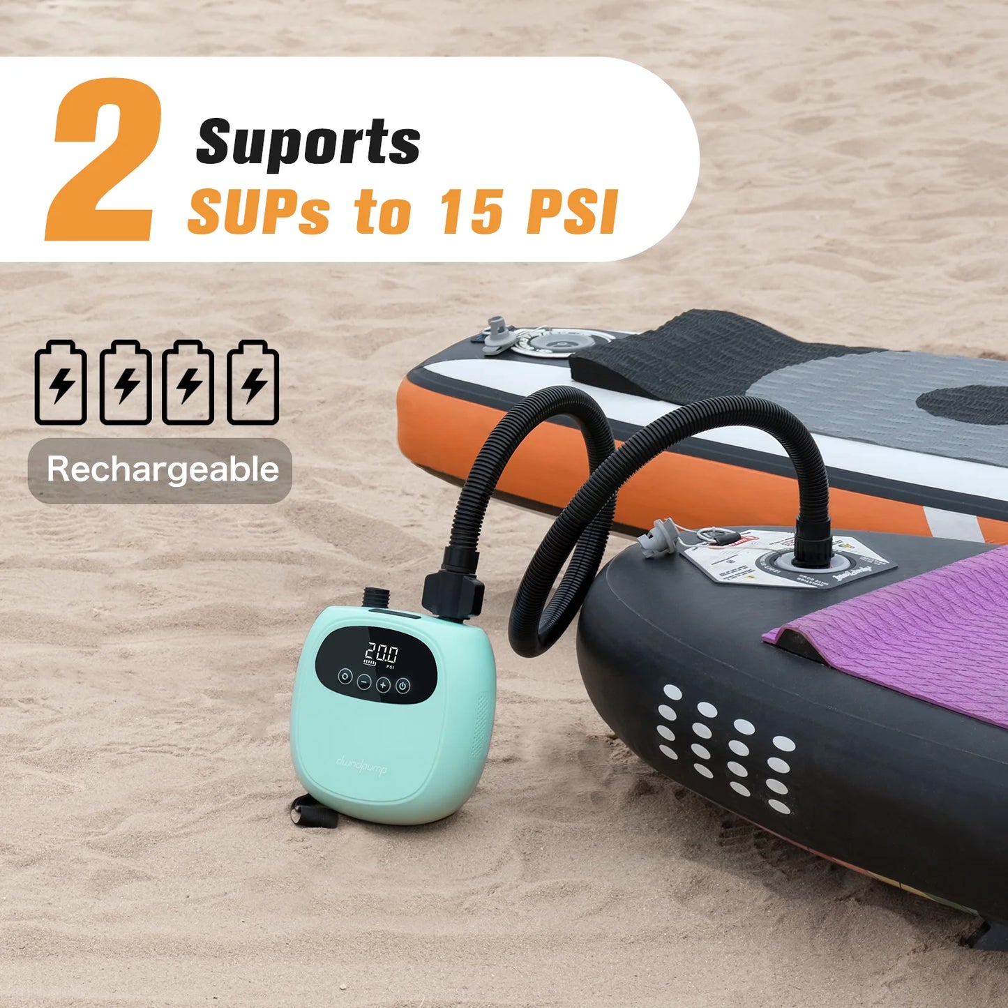 Electric 20PSI SUP Pump 38.48Wh Battery Paddle Board Inflation Deflation for Kayak Boat Surfing Board Stand Up Paddle